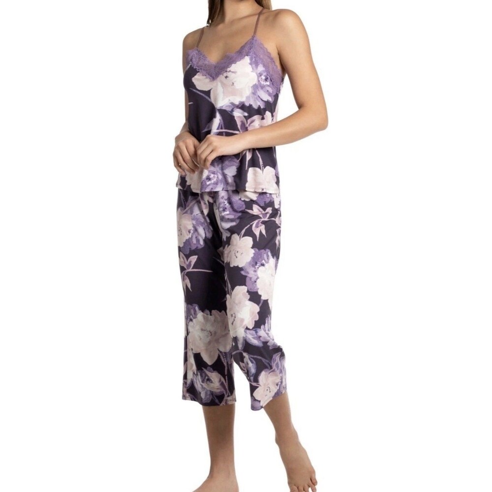 Linea Donatella Women's Violette 2-Piece, Cropped Knit Pajamas Set, Plum, Small - Picture 3 of 6